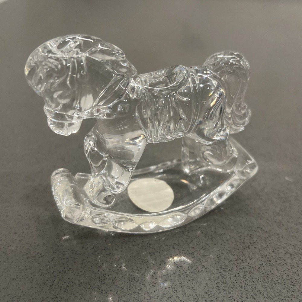Glass Rocking Horse Figurine Paper Weight  Crystal Clear